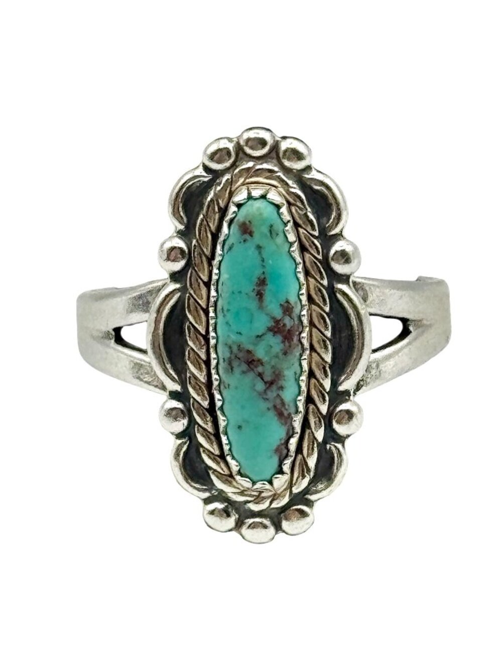 Vintage Sterling Silver Turquoise Size 6.5 Bell Trading Post Native American - Picture 2 of 16